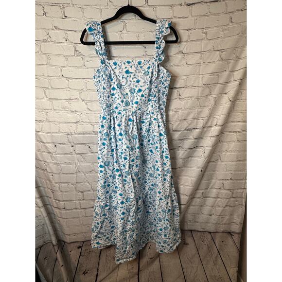 Draper James Dresses & Skirts - Draper James Blue Floral  Ruffled Sleeve Maxi Dress Size Large